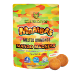 Mango Madness Gummies – bright tropical mango-flavored gummy candy in a resealable bag